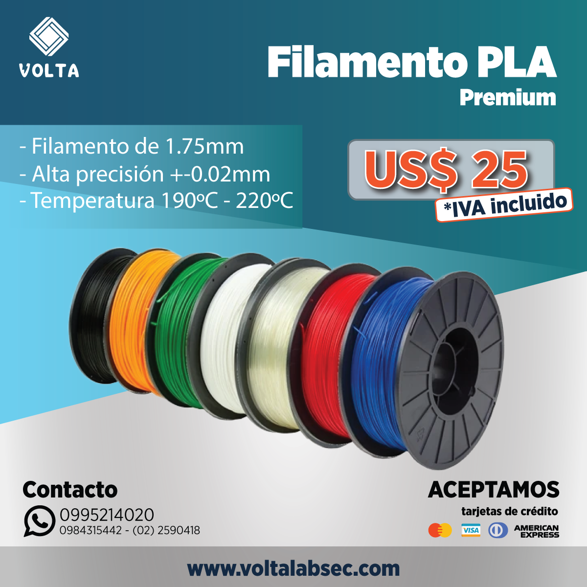Filamento PLA 1.75mm Alta precisión – Representaciones Volta